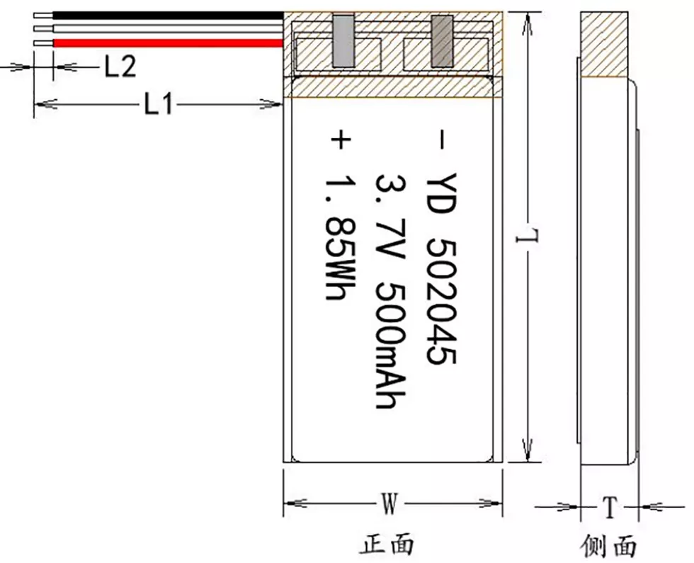502045 with UL1642 Certification 500mah Li Polymer Battery